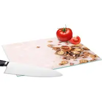 KitchenYeah Glazen Snijplank - 28x20 - Koekjes - Honing - Noten - Keuken - Snijplanken Glas