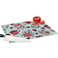 KitchenYeah Glazen Snijplank - 39x28 - Patronen - Uil - Ontbijt - Snijplanken Glas