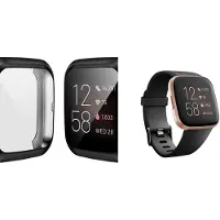 Strap-it Siliconen Smartwatch band + TPU Beschermhoes (Zwart) - Geschikt voor Fitbit Versa 2 band siliconen - Zwart - Horlogeband / Case / Polsband / Armband - Zwarte Sportarmband - Maat: S