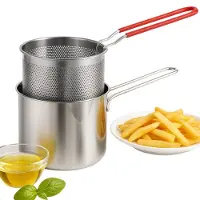 Cheqo Frituurpan met Korf - Voor Fornuis - Frituur Pan - RVS - 1.2L - Geschikt Voor Gas - Inclusief Frituurmandje