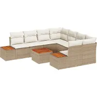 vidaXL Tuinset, 9-delig, beige, polyrotan
