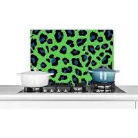 KitchenYeah Spatscherm keuken - Neon - Groen - Panter - Blauw - Dieren - Achterwand keuken - 70x50 cm - Spatscherm
