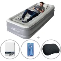 Aerorest Supreme Plush XL 1-persoons luchtbed | 210 x 99 x 46 cm | Inclusief bijpassend hoeslaken + reparatiekit + opblaasbaar hoofdkussen | Extra lang 210 cm | Ideaal voor lange mensen