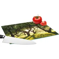 KitchenYeah Glazen Snijplank - 28x20 - Bomen - Natuur - Zon - Snijplanken Glas
