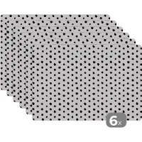 KitchenYeah Placemats - Zwart - Wit - Stippen - Onderleggers - Placemat - Onderleggers placemats - 45x30 cm - 6 stuks
