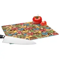KitchenYeah Glazen Snijplank - 28x20 - Patronen - Boek - Kinderen - Jongens - Lezen - Kids - Jongetje - Snijplanken Glas