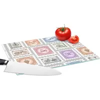 KitchenYeah Glazen Snijplank - 28x20 - Fiets - Postzegel - Patroon - Snijplanken Glas