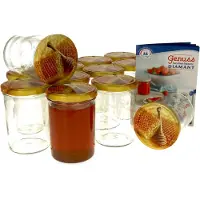 MamboCat Set van 12 potten 435 ml Carino To 82 deksel met honingraat incl. Diamant Gelierzauber receptenboekje