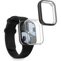 Kwmobile 2x smartwatch hoes geschikt voor Xiaomi Mi Band 8 Pro hoesje - Siliconen sporthorloge cover - Activity tracker case in transparant / zwart