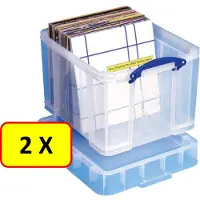 Really Useful Box 2 x Opbergbox XL * 35 liter * 48 x 39 x 35 cm * transparant * LP-vinyl