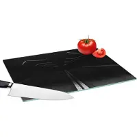 KitchenYeah Glazen Snijplank - 39x28 - Zwart - Wit - Weg - Tunnel - Snijplanken Glas