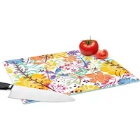 KitchenYeah Glazen Snijplank - 39x28 - Bloemen - Planten - Regenboog - Patronen - Snijplanken Glas