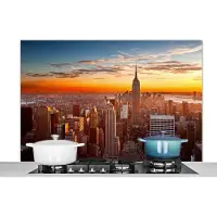 KitchenYeah Spatscherm keuken - New York - Manhattan - Skyline - Stad - Amerika - Spatwand fornuis - Achterwand - 120x80 cm - Aluminium
