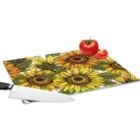 KitchenYeah Glazen Snijplank - 39x28 - Zonnebloem - Vintage - Design - Snijplanken Glas