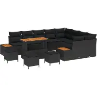 vidaXL Tuinbank Set 13 st 12-Aantal zitplaatsen Zwart Poly rattan