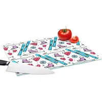 KitchenYeah Glazen Snijplank - 39x28 - Wintersport - Patronen - Schaatsen - Snijplanken Glas
