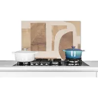 KitchenYeah Spatscherm keuken 70x50 cm - Kookplaat achterwand Vormen - Abstract - Puzzel - Hout - Muurbeschermer - Spatwand fornuis - Hoogwaardig aluminium