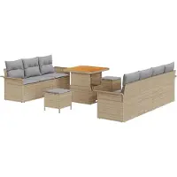vidaXL Tuinbank Set 10 st 9-Aantal zitplaatsen Beige en Lichtgrijs