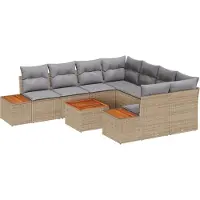 vidaXL Tuinbank Set 9 st Beige Poly rattan