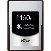 Wise CFX-A160P, 160 GB, CFexpress type A, 820 MB/s (leessnelheid), 730 MB/s (schrijfsnelheid), Stootvast, Waterdicht, Zwart, Wit