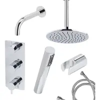 Mueller Round inbouw regendouche 3-wegs met staafhanddouche en plafondarm 30cm chroom
