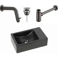 Plieger Houston fonteinset met zwarte fontein rechts en gunmetal inbouwkraan