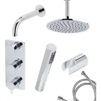 Mueller Round inbouw regendouche 3-wegs met staafhanddouche en plafondarm 15cm chroom
