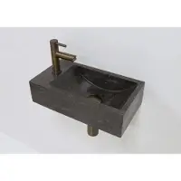 Lambini Designs Recto rechts natuursteen fonteinset met verouderd messing kraan en toebehoren