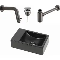 Plieger Houston fonteinset met zwarte fontein links en gunmetal inbouwkraan