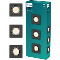 Philips Peridot inbouwspot - GU10 fitting - Zwart - Vierkant - Richtbare spot - 3-pack