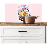KitchenYeah Spatscherm keuken 90x45 cm - Kookplaat achterwand Trofee - Best Mom - Bloemen - Kleurrijk - Muurbeschermer - Spatwand fornuis - Hoogwaardig aluminium