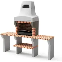 Tuozi Houtskoolbarbecue Bailén Plus - 2 Zijtafels - Oranje - 69,5x35cm