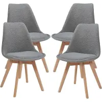 En.casa Eetkamerstoel 'Fläten', set van 4, gestoffeerde stoel, bouclé stof, grijs