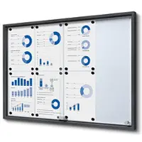 SHOWDOWN Vitrine Magnetisch 8 x A4 Wandmontage Afsluitbaar Binnen 90,6 (B) x 64,1 (H) cm Antraciet