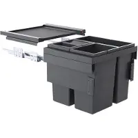 Hailo AS Cargo Synchro afvalsysteem voor kastbreedte 50cm grijs 44 liter (18+13+13)