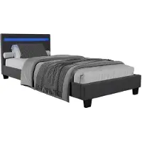 Juskys Gestoffeerd Bed Verona - 90 x 200 cm - Grijs - LED Verlichting