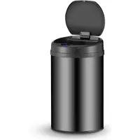 Juskys – Sensor Prullenbak Rond – 30 l – Voorzien Van Automatisch Deksel En Touch-Bediening – Voor Keuken En Kantoor – Zwart Gepoedercoat Staal