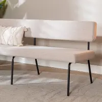 Bronx71 Scandinavische eetkamerbank Espen beige gerecyclede stof 190 cm - eettafelbank - eetbank