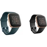 Strap-it Bundel van 2 Siliconen Bandjes - Geschikt voor Fitbit Versa / Versa 2 Maat: L - Zwart & Grijsblauw - Sportbandje - Sportarmband - Siliconen Band - Waterbestendig & zweetbestendig
