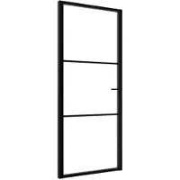 vidaXL Binnendeur 93x201,5 cm ESG-glas en aluminium zwart