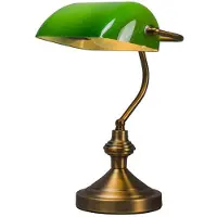 QAZQA Klassieke tafellamp/notarislamp brons met groen glas - Banker