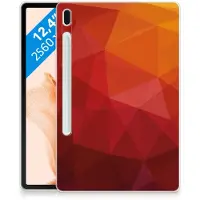 B2Ctelecom Back Cover voor Samsung Galaxy Tab S7FE Polygon Red
