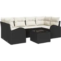 vidaXL Tuinbank Set 7 st 6-Aantal zitplaatsen Zwart en Crème