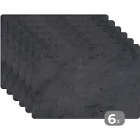 KitchenYeah Placemats - Leisteen print - Retro - Zwart - Tafeldecoratie - Placemat - Onderleggers placemat - 6 stuks - 45x30 cm