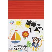 Grafix Ribbel knutselkarton a4, 8 vellen 8 kleuren