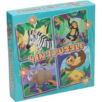 Wins Holland Puzzel 4-in-1 - Wilde dieren, 12 stukjes.