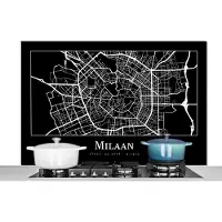 KitchenYeah Spatscherm keuken 120x80 cm - Kookplaat achterwand Milaan - Plattegrond - Kaart - Stadskaart - Muurbeschermer - Spatwand fornuis - Hoogwaardig aluminium