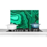 KitchenYeah Spatscherm keuken 60x40 cm - Kookplaat achterwand Geode - Groen - Agaat - Stenen - Muurbeschermer - Spatwand fornuis - Hoogwaardig aluminium