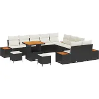 vidaXL Tuinbank Set 13 st 12-Aantal zitplaatsen Zwart Poly rattan
