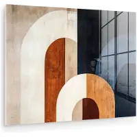 MuchoWow Glasschilderij 160x120 cm - Schilderij acrylglas - Abstract - Vormen - Donkerblauw - Foto op glas - Muurdecoratie woonkamer - Wanddecoratie slaapkamer - Schilderijen
